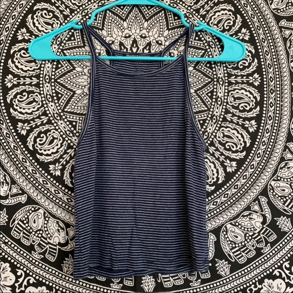 brandy melville navy and white striped tank top